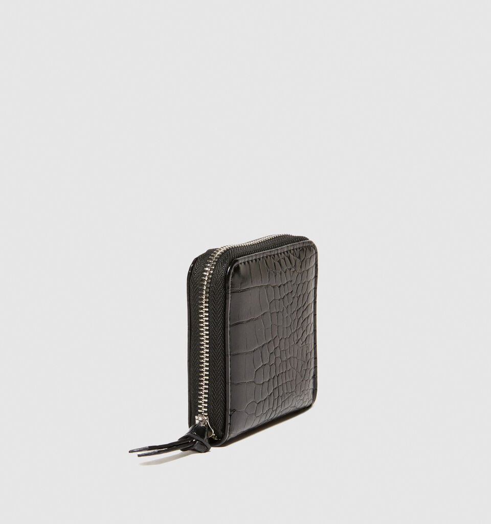 Medium crocodile print wallet - null - Black | Sisley image number 4